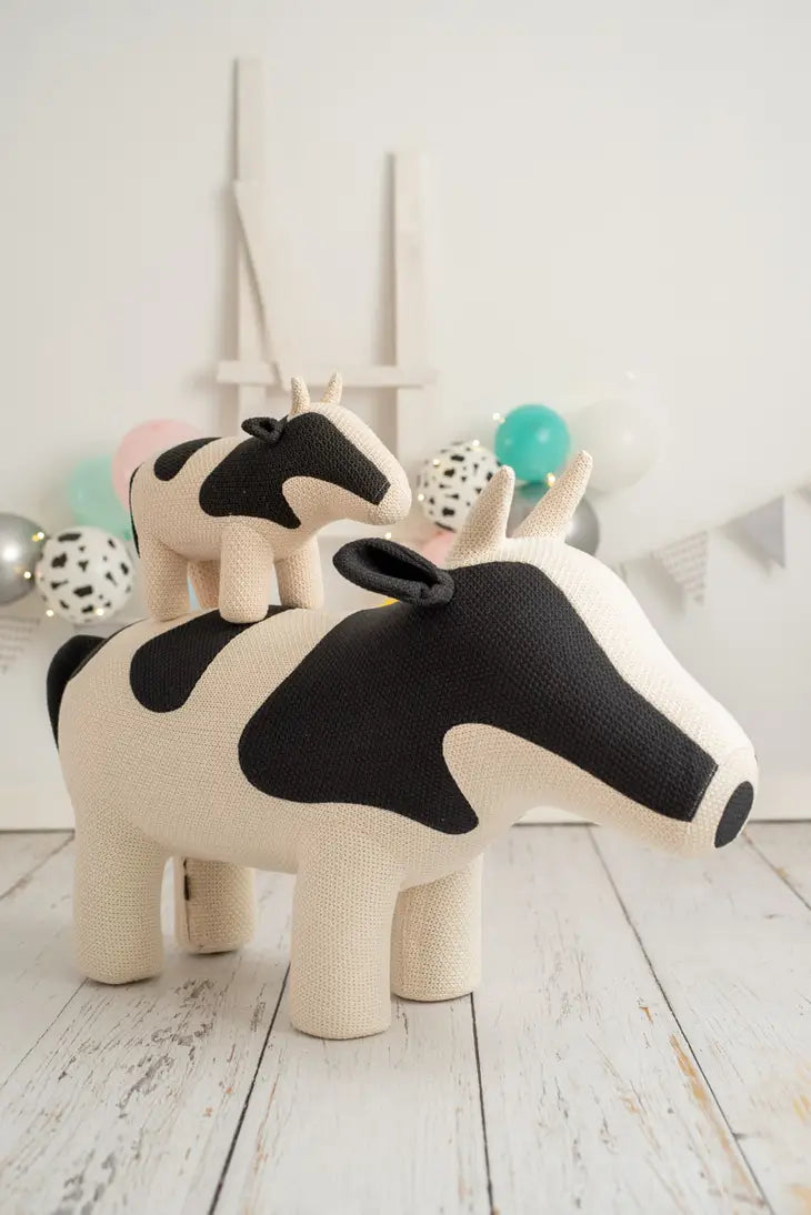 Crochetts - Handmade Large Cow Seat Plush + Mini Cow Plush